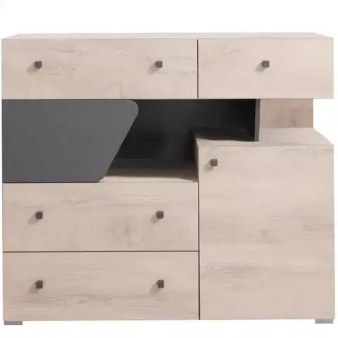 Komody do spálne Komoda Delta 110 dl11 dub/antracit