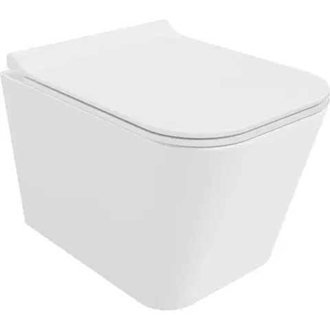 Záchody MEXEN/S - Teo Závesná WC misa Rimless Tornado vrátane sedátka s slow slim, duroplast, biela lesk 30850700T