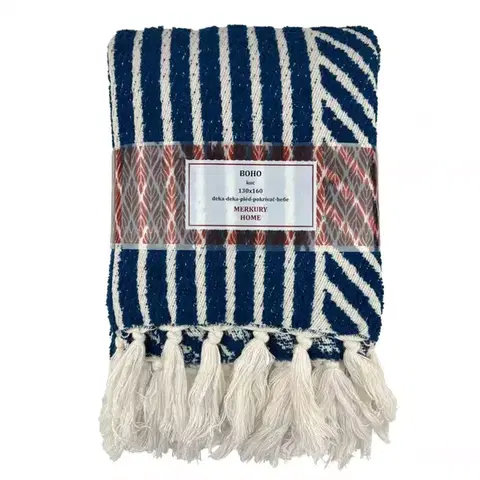 Ozdobné prikrývky Deka Boho 130x160 indigo Merkury Home