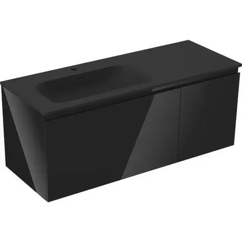 Kúpeľňový nábytok MEXEN/S - Orio kúpeľňová skrinka 120 cm s umývadlom Vela ľavá, 1S, 1D, čierna lesk/čierna mat 91A13-12047-3-BBFF70-W23L71