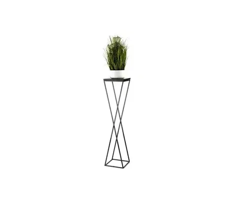 Stojany na kvetiny HowHomely Stojan na kvety LOFT 100x24 cm čierna 10-1630-100-BB-MDF