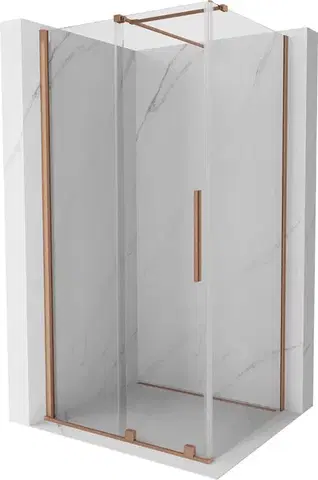 Sprchovacie kúty MEXEN/S - Velár sprchovací kút 130 x 100, transparent, kartáčovaná meď 871-130-100-01-65