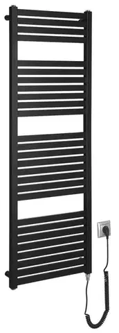 Radiátory do kúpeľne AQUALINE - TONDI-E elektrické vykurovacie teleso, rovné, 450x1330 500 W, čierna matná DE476T