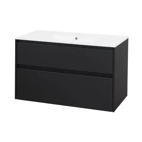 Kúpeľňový nábytok Mereo Opto, kúpeľňová skrinka s keramickým umývadlom 101 cm, čierna CN942