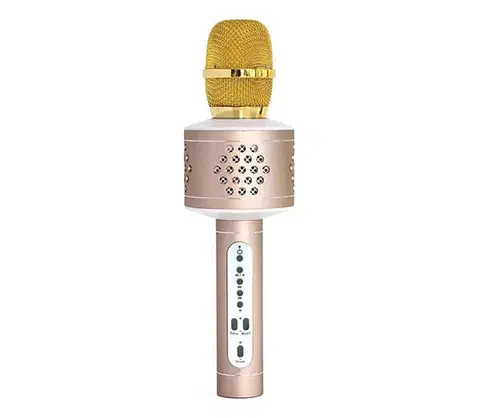 Predlžovacie káble Teddies Karaoke mikrofón 6 W / 5 V, 1500 mAh, Bluetooth, zlatý 00850402