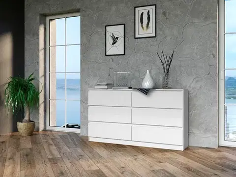 Komody a skrinky Široká komoda so zásuvkami WALMA M6 140, biela