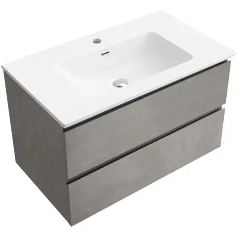 Kúpeľňový nábytok CERANO - Kúpeľňová skrinka Carole - betónovo šedá + keramické umývadlo Novo - biela lesklá - 101x49,5x46,5 CER-8050BD85857