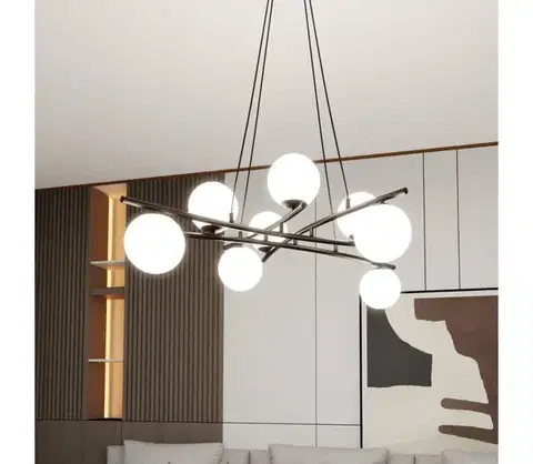 Svietidlá EMIBIG Luster na lanku ESSA 8xE14/10W/230V čierna/biela 1201/8