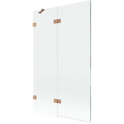 Sprchové dvere MEXEN/S - Lunar vaňová zástena 2-krídlová ľavá 110 x 150, transparent, meď kartáčovaná 897-110-100-65-00-L