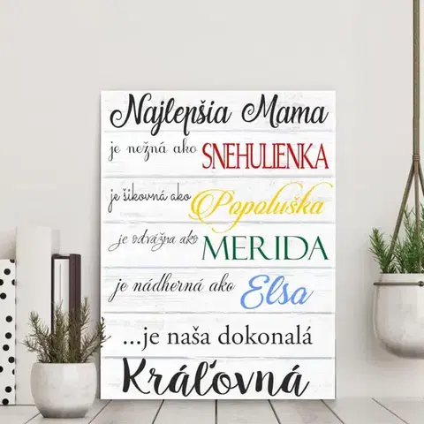 Tabuľky s venovaním (darčeky) Darček pre maminu - Tabuľka na stenu - Naša kráľovná