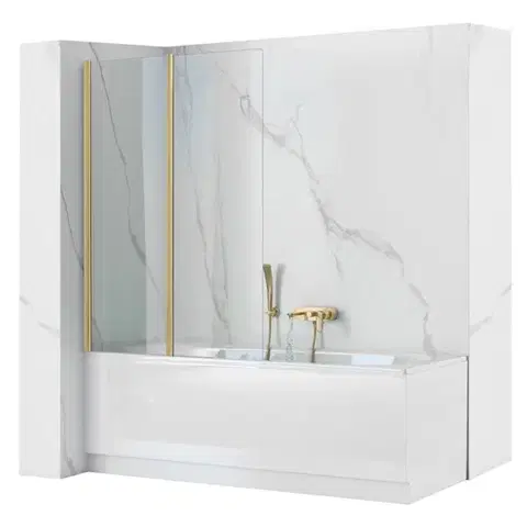 Sprchové dvere REA - Skladacia vaňová zástena AGAT-2 80 BRUSH GOLD REA-W2500