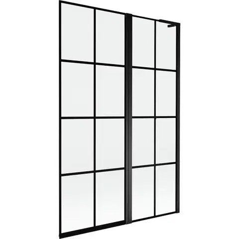 Sprchové dvere MEXEN/S - Mist L vaňová zástena 2-krídlová pravá 120 x 150, čierna kratka, čierna 8A9L-120-011-70-77-P