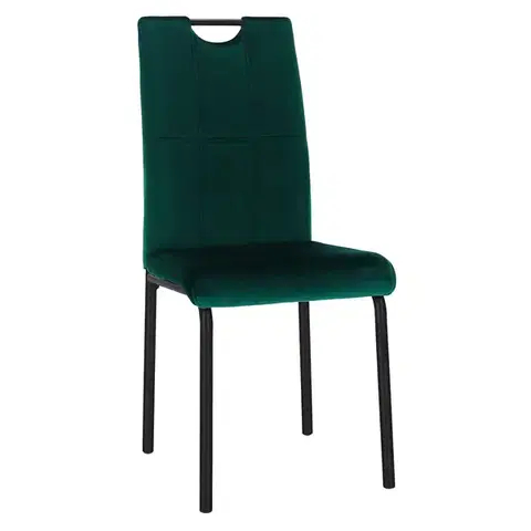 Jedálenské stoličky KONDELA Jonka jedálenská stolička smaragdová (Velvet) / čierna