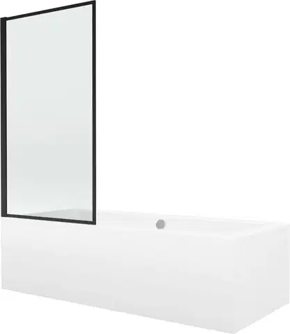 Sprchové dvere MEXEN/S - Cube obdĺžniková vaňa 170 x 80 cm s panelom + vaňová zástena 80, čierna vzor 550517080X9308017070