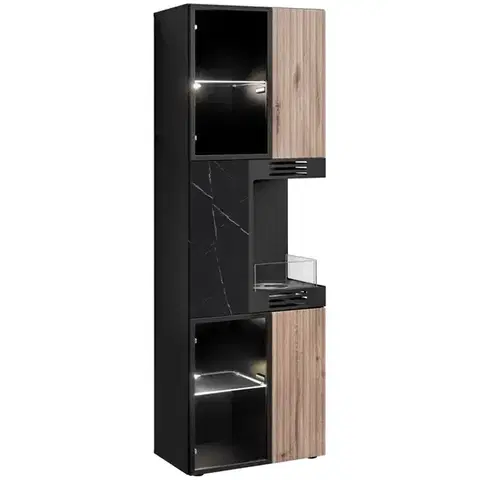 Vitríny v podkrovnom štýle Vitrína Cannes Cs Wsw-K Black/Viking/Marble Black