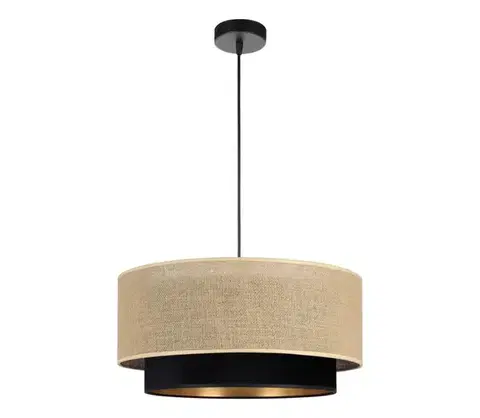 Svietidlá  Závesný luster SARTA na lanku 1xE27/60W/230V, pr. 45 cm, čierna/juta H0196