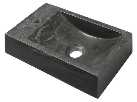 Kúpeľňové batérie SAPHO - BLOK kamenné umývadlo 40x22cm, batéria vľavo, čierny Antracit 2401-38