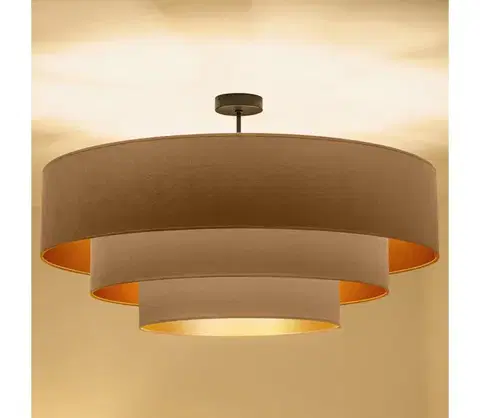 Svietidlá BRILAGI - Prisadený luster LUNETA 3xE27/60W/230V priemer 80 cm béžová/zlatá 8590828052173
