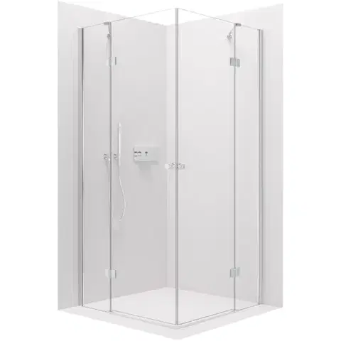 Sprchovacie kúty CERANO - Sprchovací kút Marino Duo Ľ/P - 6 mm - chróm, transparentné sklo - 100x100x190 - pántový CER-422913
