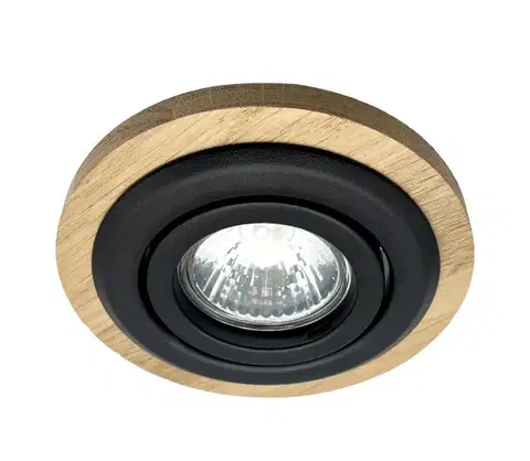 Svietidlá  Podhľadové svietidlo TOBBY 1xGU10/20W/230V pr. 11,5 cm dub/čierna LM-1.281/NATURALNY