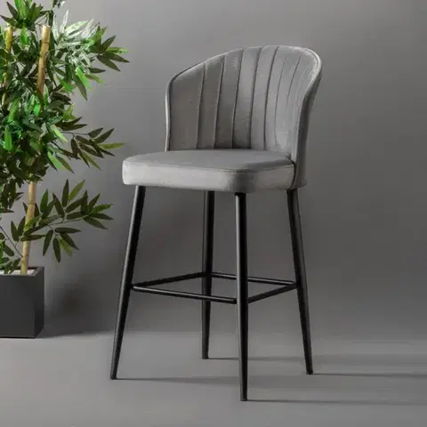 Barové stoličky Bar Stool Set (2 Pieces) Rubi - Grey