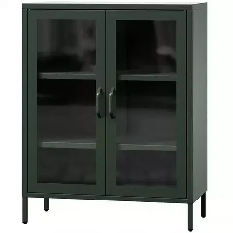 Vitríny v podkrovnom štýle Vitrína Kovová Gina Modern Bottle Green