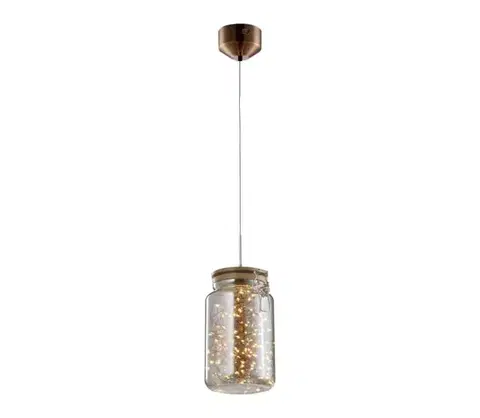 Svietidlá  142029 - LED Luster na lanku JAR LED/5W/230V medená/drevo 142029