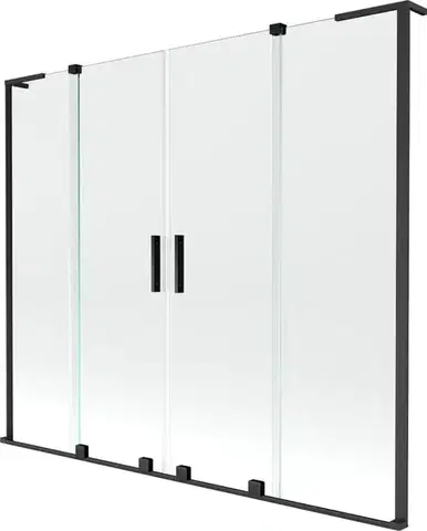 Sprchové dvere MEXEN/S - Velar L Duo dvojkrídlová posuvná vaňová zástena 200 x 150, transparent, čierna 896-200-003-02-70