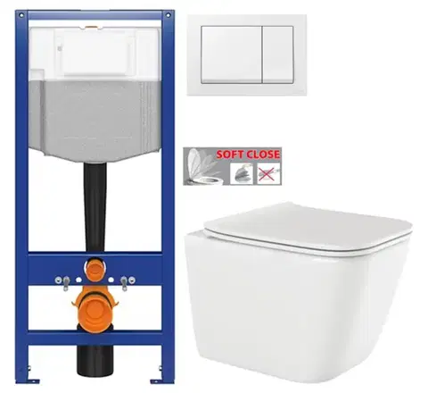 Závesné wc sety CERSANIT predstenový inštalačný systém s bielym tlačidlom K97-516 + WC INVENA PAROS  + SEDADLO K97-526 516 RO1