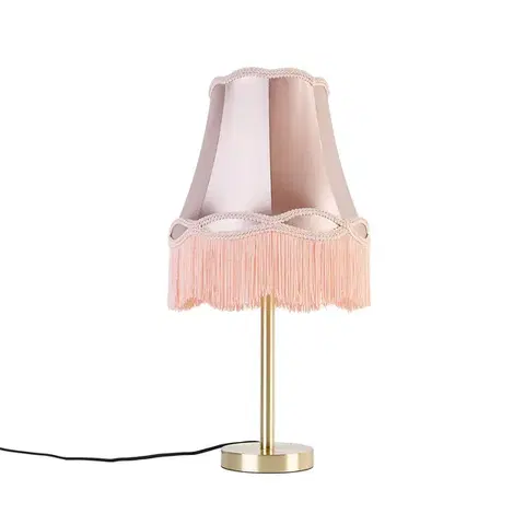 Stolné lampy Klasická stolná lampa mosadz s tienidlom Granny ružová 30 cm - Simplo