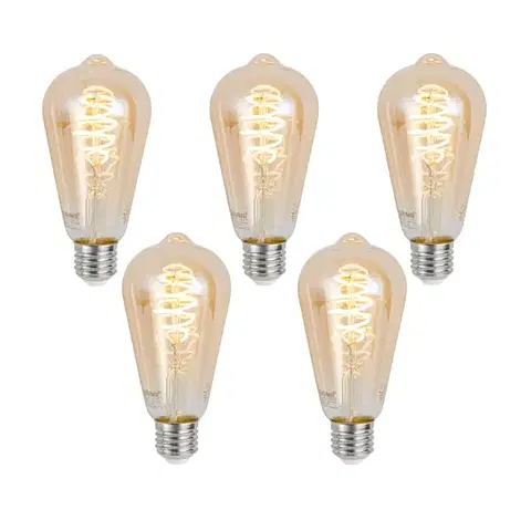 LED osvetlenie Sada 5 ks Inteligentné stmievateľné LED žiarovky E27 ST64 Jantárová 4,9 W 320 lm 2500 K