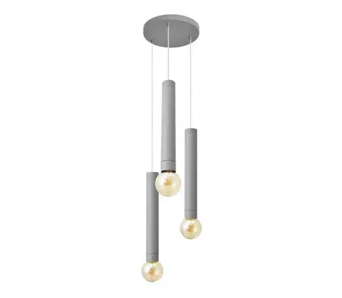 Svietidlá  Luster na lanku TUBA 3xE27/15W/230V šedá W-KD 1117/3 GR