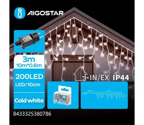 LED osvetlenie  B.V.  - Vonkajší LED svetelný reťazec 200xLED/8 funkcií 13x0,6m IP44 studená biela B103031QD