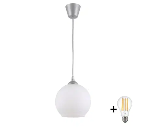 Svietidlá BRILAGI - LED luster na lanku RETRO GLASS 1xE27/60W/230V Ø 15 cm strieborná/biela NSTK7432+TK8612A