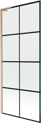 Sprchové dvere MEXEN/S - Next L vaňová zástena FIX 80 x 150, čierna vzor, meď kartáčovaná 895-080-000-03-77-65