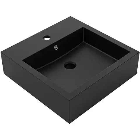 Umývadlá CERANO - Umývadlo z liateho mramoru Esme - s prepadom - čierna matná - 45x45 CER-679470