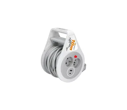 Predlžovacie káble  PB25C - Predlžovací kábel na bubne 2 zásuvky + USB A+C 10 m PB25C