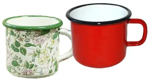 Hrnčeky, šálky, podšálky MAKRO - Hrnček smalt 90ml, rôzne dekory 5cm