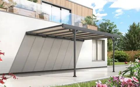 Záhrada Kovový prístrešok / Carport ku stene 298 x 509 cm Dekorhome