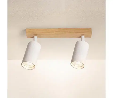 Svietidlá BRILAGI - Bodové svietidlo SELE 2xGU10/30W/230V biela/dubový dekor WO-SELE-WH-WD02-OEM