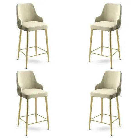 Barové stoličky Bar Stool Set (4 Pieces) Enox - Cream, Gold