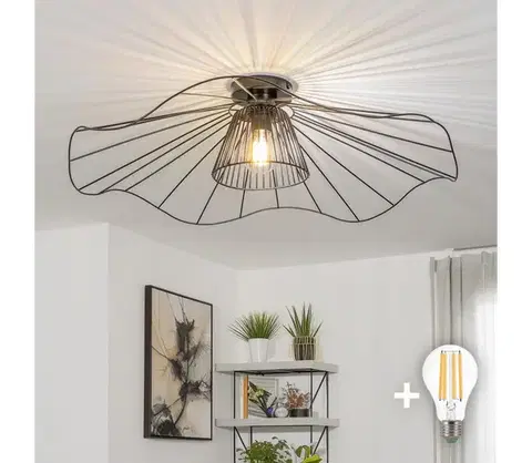 Svietidlá BRILAGI - LED prisadený luster CERIA WIRE, 1× E27 (40 W), 230 V, priemer 80 cm, čierna BG3988+EG300157+EG300162