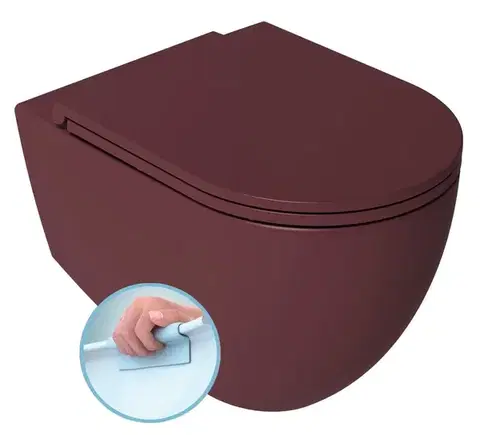 Záchody ISVEA - INFINITY závesná WC misa, Rimless, 36,5x53cm, Matná maroon Red 10NF02005-2R