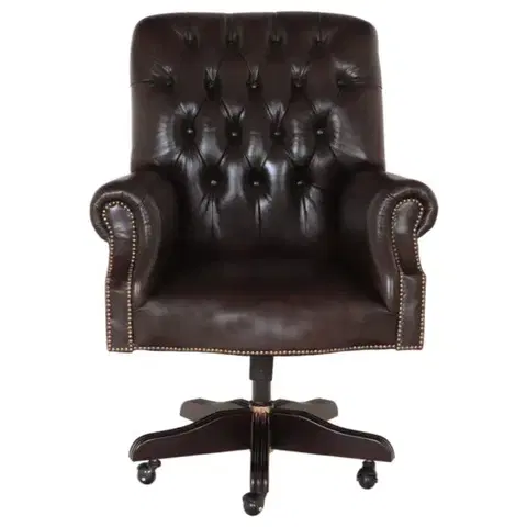 Sedacie súpravy Kancelárska stolička Chesterfield Office z pravej hovädzej kože Brown