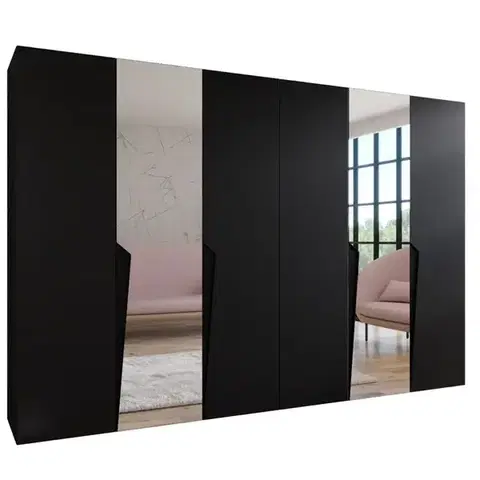 Šatníkové skrine Skriňa Piano 2-300 (2x150) čierna/čierna