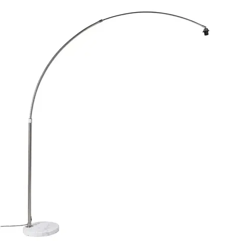 Oblúkové lampy Obojková lampa z ocele s bielym mramorovým podstavcom nastaviteľná - XXL