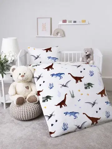 Detské obliečky MKLozkoviny.sk Obliečky mikroplyš do postieľky Exclusive – Dinosaury - 100 × 135 cm - 40 x 60 cm