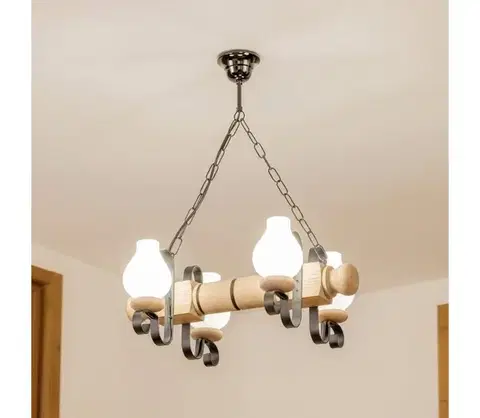 Svietidlá BRILAGI - Luster na reťazi RUSTIC 4xE14/40W/230V dub EX-01090