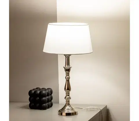Lampy BRILAGI - Stolová lampa CERIA 1xE27/60W/230V priemer 25 cm lesklý chróm/biela 1xEG78312+1xEG781032