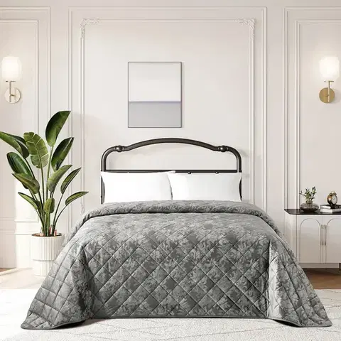 Prehozy na posteľ Prikrývka na posteľ Mirella RQ-093 220x250 cm sivá